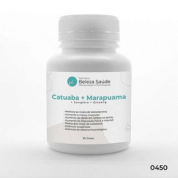 Catuaba + Marapuama + Gengibre + Ginseng - Potência Muscular - 90 doses