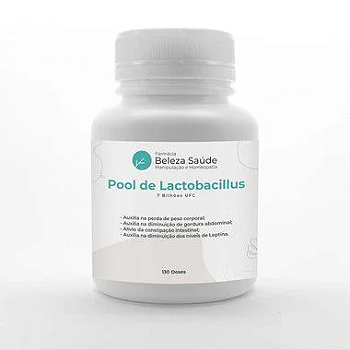 Pool de Lactobacillus 7 Bilhões UFC + Glutamina + FOS : Probiótico para Saúde Digestiva Fórmula Completa - 120 doses