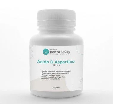 Ácido D Aspartico 500mg Massa Muscular - 60 doses
