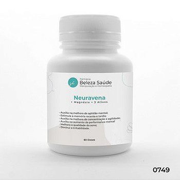 Neuravena + Magnésio + 3 Ativos - Concentração e Memória - 60 doses