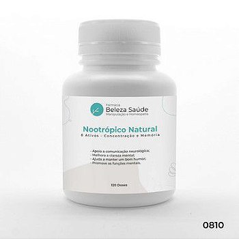 Nootrópico Natural 8 Ativos - Concentração e Memória - 120 doses