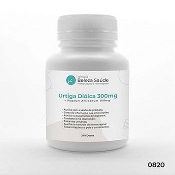 Urtiga Dióica 300mg + Pygeum Africanum 100mg - 240 doses
