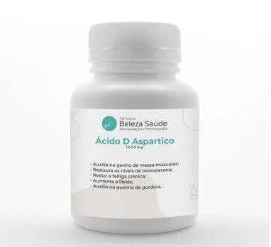Ácido D Aspartico 1000mg - Ganho de Massa Muscular - 45 doses