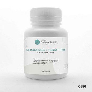 Pool Lactobacillus + Inulina + Fos - Probióticos Saúde - 120 doses