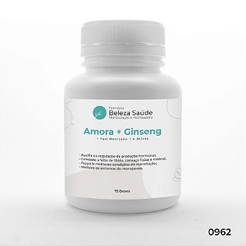 Amora + Ginseng + Yam Mexicano + 4 Ativos - Fórmula Mulheres - 100 doses