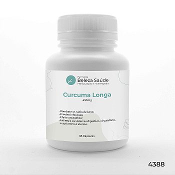 Curcuma Longa 450mg : Combate Radicais Livres 65 Cápsulas