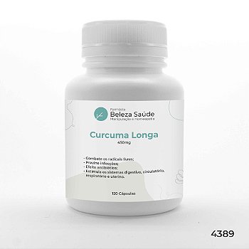 Curcuma Longa 450mg : Combate Radicais Livres 120 Cápsulas