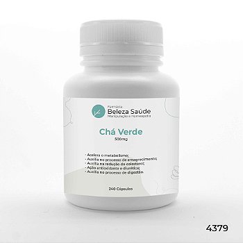 Chá Verde 500mg : ( Green Tea ) 240 Cápsulas