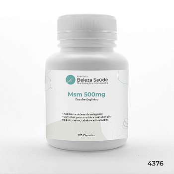 Msm 500mg : Enxofre Orgânico 120 Cápsulas