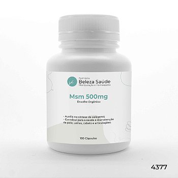 Msm 500mg : Enxofre Orgânico 180 Cápsulas