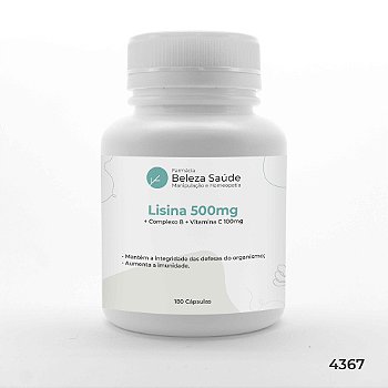 Lisina 500mg + Complexo B + Vitamina C 100mg : Imuno 180 Cps