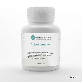Cobre Quelato 4mg : 120 Cápsulas