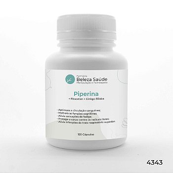 Piperina + Piracetan + Ginkgo Biloba - Saúde Mental do Corpo - 120 doses