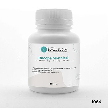 Bacopa Monnieri + 2 Ativos - Super Desempenho Mental - 30 doses