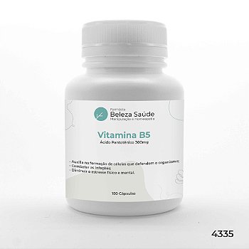 Vitamina B5 ( Ácido Pantotênico ) 300mg : 180 Cápsulas