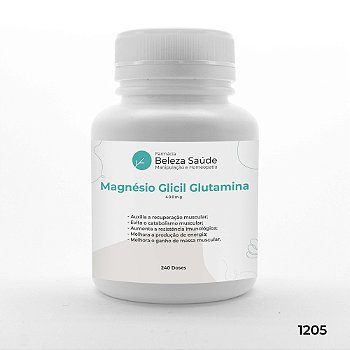 Magnésio Glicil Glutamina 400mg - Energia e Resistência - 240 doses