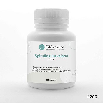 Spirulina ( Havaiana ) 530mg : 200 Cápsulas Veganas