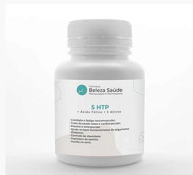 5 Htp + Ácido Fólico + 3 Ativos  90 Cápsulas