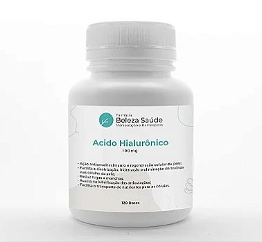 Acido Hialurônico 100mg Anti Rugas - 120 doses