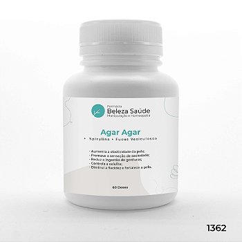Agar Agar + Spirulina + Fucus Vesiculosos - Antioxidante - 60 doses