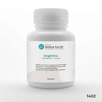 Arginina + Ornitina + Lisina : Suplemento para Ganho de Força e Aumento de Massa Muscular - 100 doses