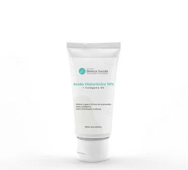 Acido Hialurônico 10% + Colágeno 5% Redução de Rugas - 60g