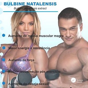 Bulbine Natalensis 250mg : Aumento de Massa Muscular Magra, Maior Energia e Resistência - 60 doses