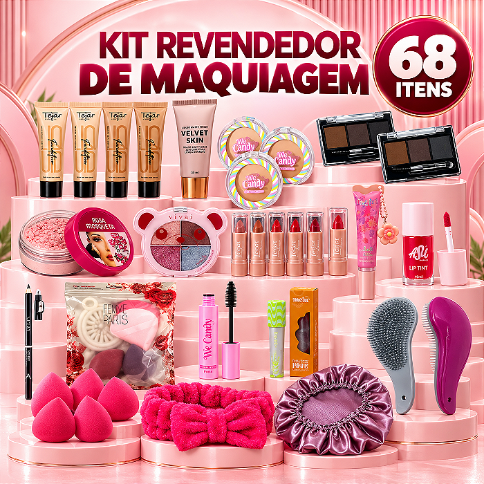 Kit Revendedor de Maquiagem - 68 itens