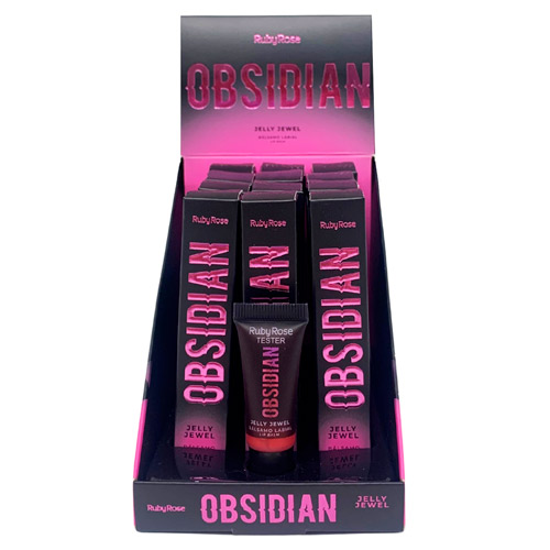 Lip Balm Jelly Jewel Jasper Obsidian Ruby Rose HB-7400-3 - Box c/ 12 unid