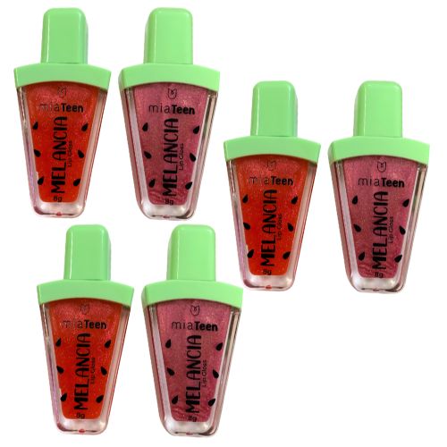 Gloss Labial Melancia Mia Teen Mia Make 498 - Kit c/ 06 unid