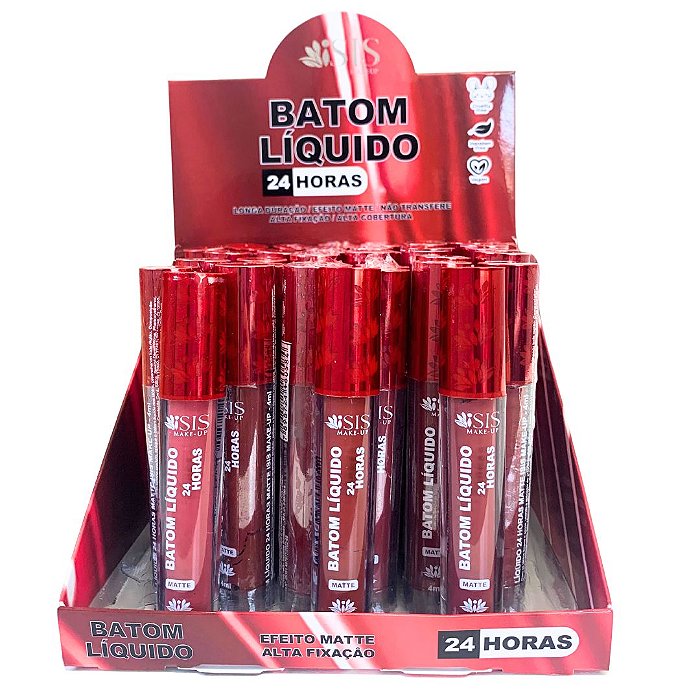 Batom Líquido 24 Horas Matte Box C Isis Makeup IS051 - Box c/ 36 unid