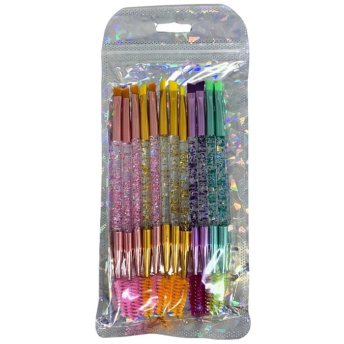 Kit com 12 Pincéis Duplo Glitter