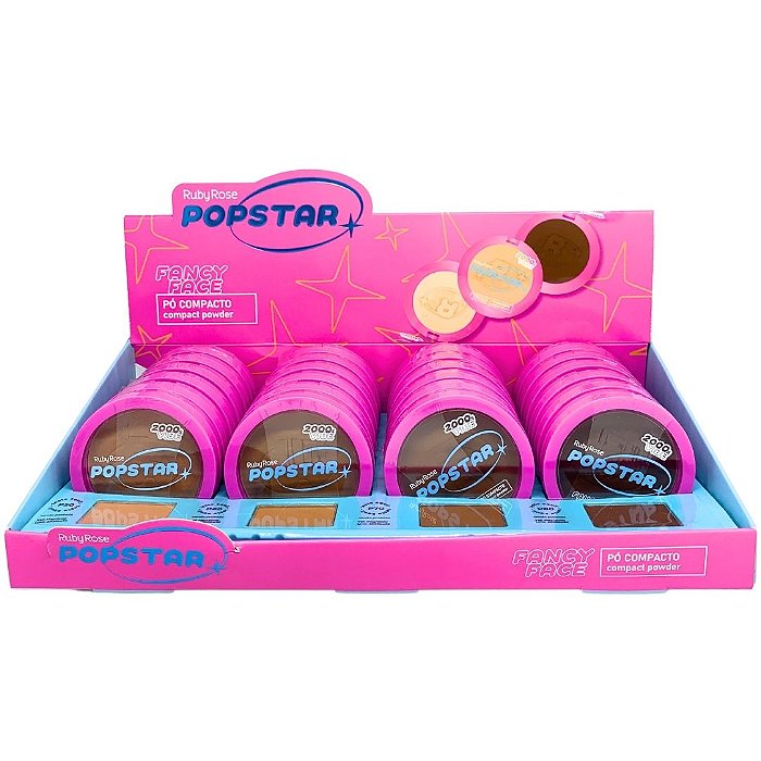 Pó Compacto Fancy Face G2 Popstar Ruby Rose HB-M406 - Box c/ 24 unid