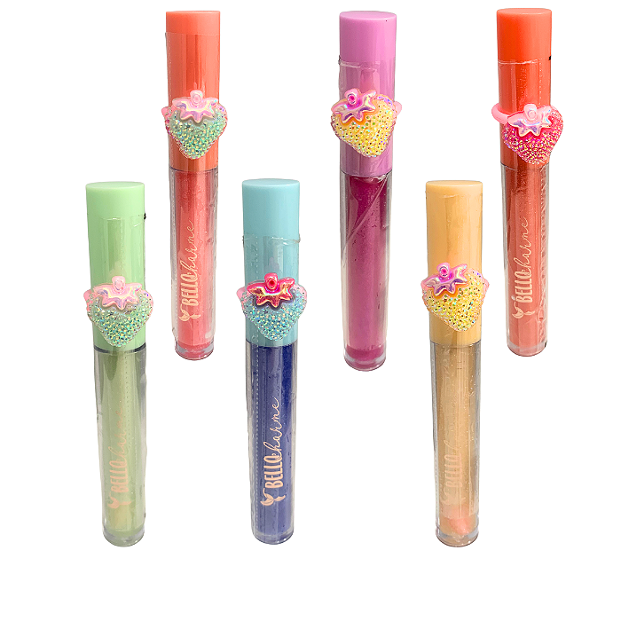 Lip Gloss Mimos Make Morango Bello Charme BC66 - Kit c/ 06 unid
