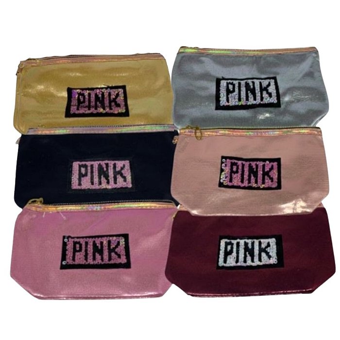 Necessaire Colorida Pink - Kit c/ 06 unid