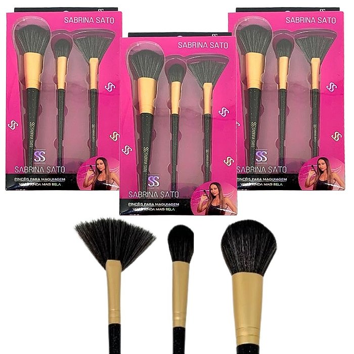Kit com 03 Pincel para maquiagem Sabrina Sato SP108 - Kit c/ 03 unid