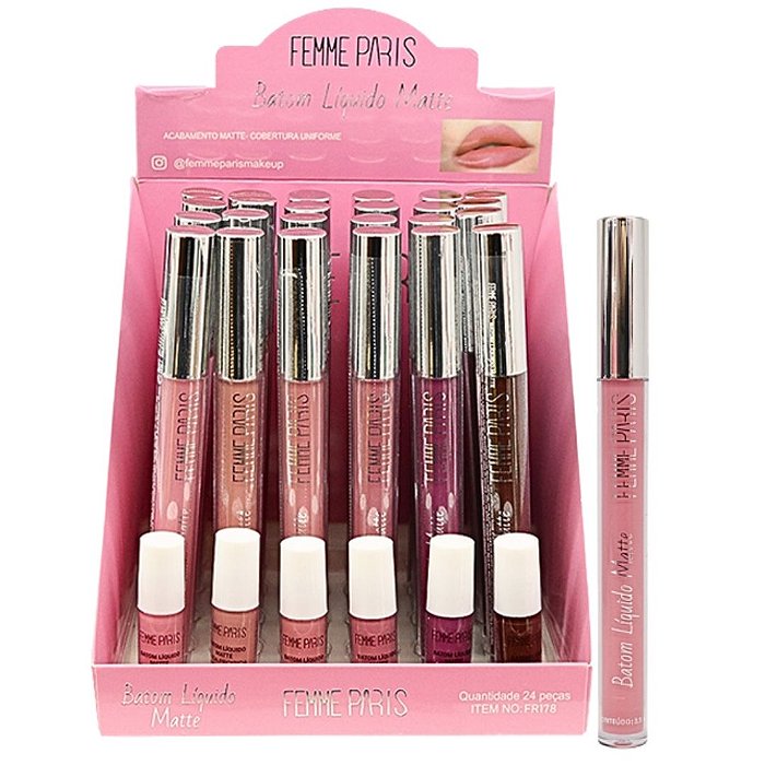 Batom Líquido Matte Femme Paris FR178 - Box c/ 24 unid