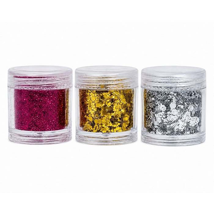 Kit com 03 Glitters para Decoração de Unha