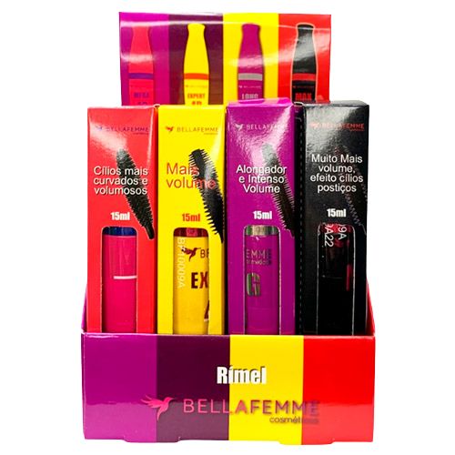Rímel Máscara para Cílios 4D Bella Femme BF10009A - Box c/ 12 unid