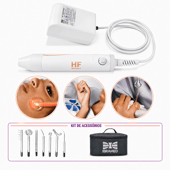 HF Equipamento De Alta Frequência Portátil + 7 Eletrodos - Ibramed