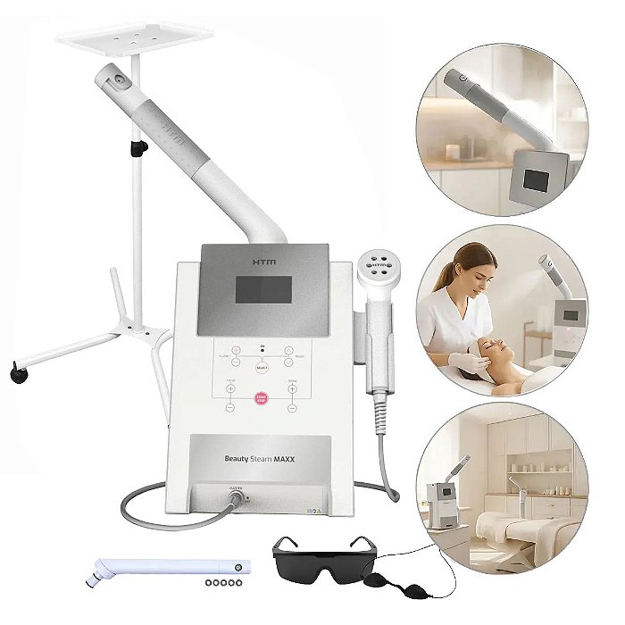 Beauty Steam Maxx Vaporizador Facial Ozônio HTM LED Cromoterapia Aromaterapia Estética Profissional