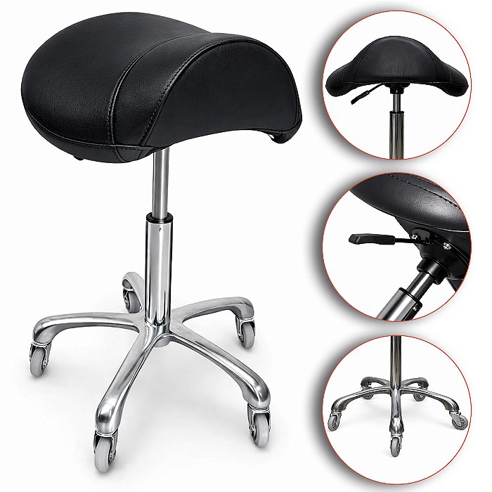 Mocho Sela Fixo Assento Ergonômico Giratório Preto - Akmed