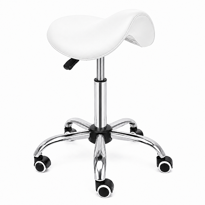 Mocho Sela Fixo Assento Ergonômico Giratório Branco - Akmed