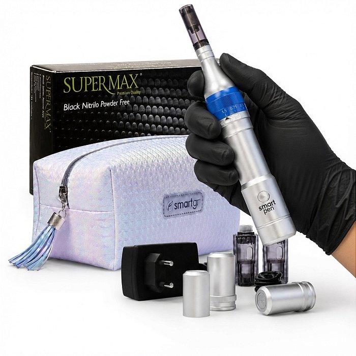 Derma Pen Caneta de Microagulhamento + Necessaire + Luva Preta