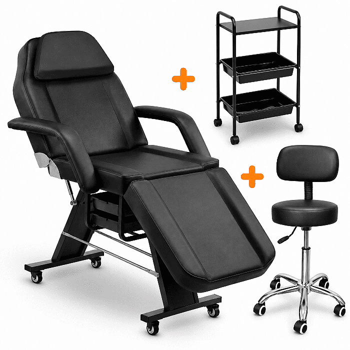 Kit Profissional Maca Fixa + Mocho + Carrinho Preto- Akmed