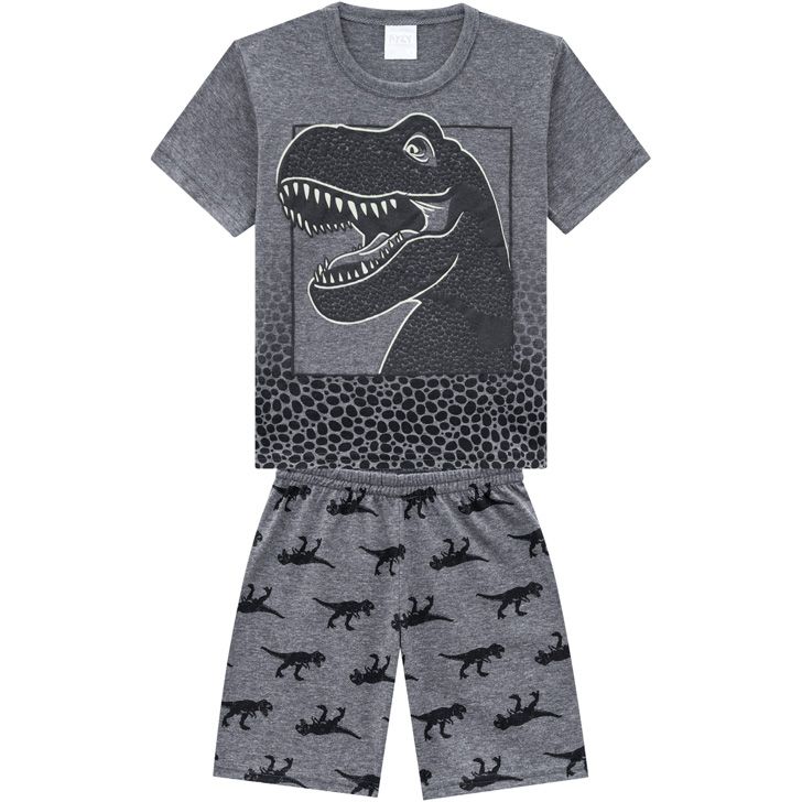 Pijama Infantil Curto Kyly Estampa Dinossauro Brilha no Escuro 110340 -  Balaloom Moda Bebê