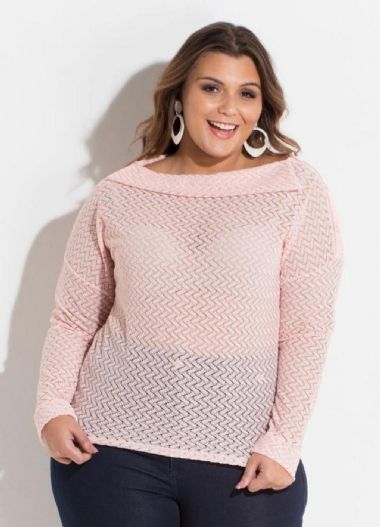 blusa plus size rosa