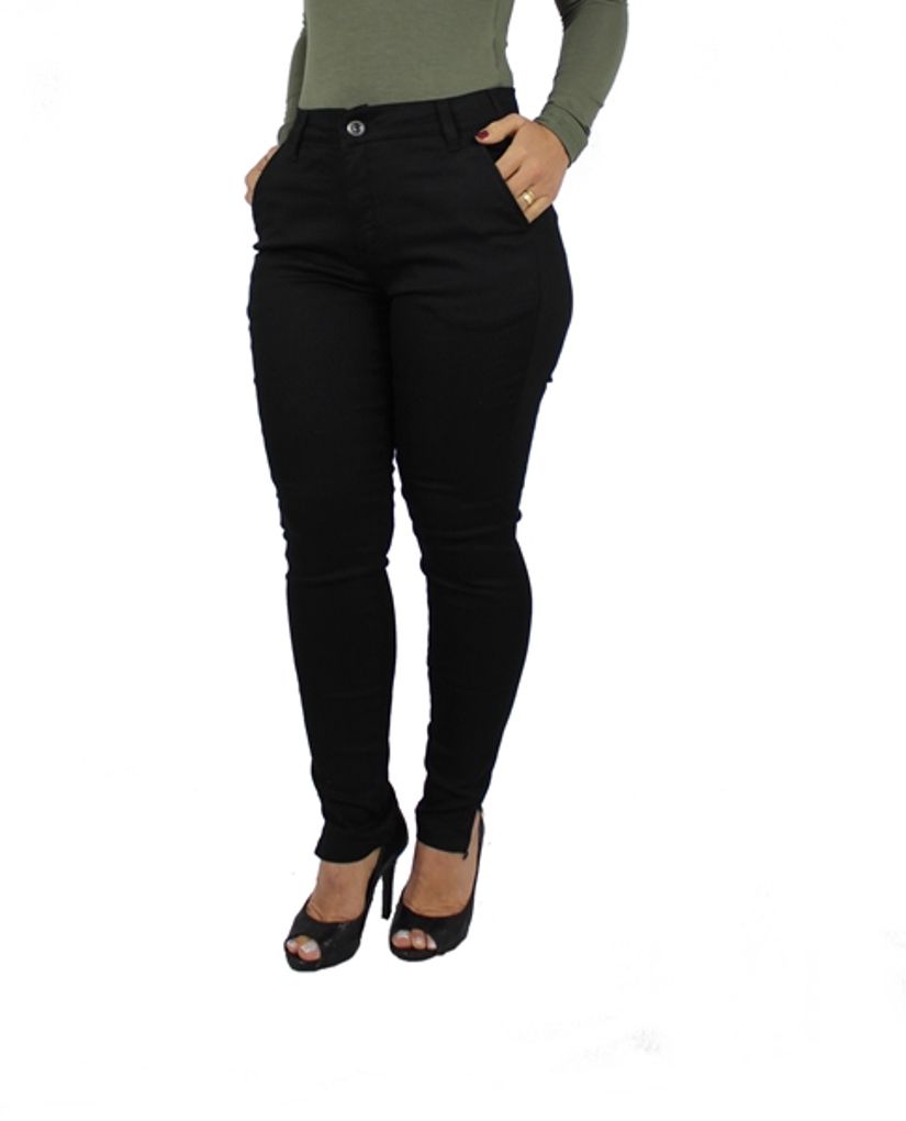 calça de sarja preta feminina plus size