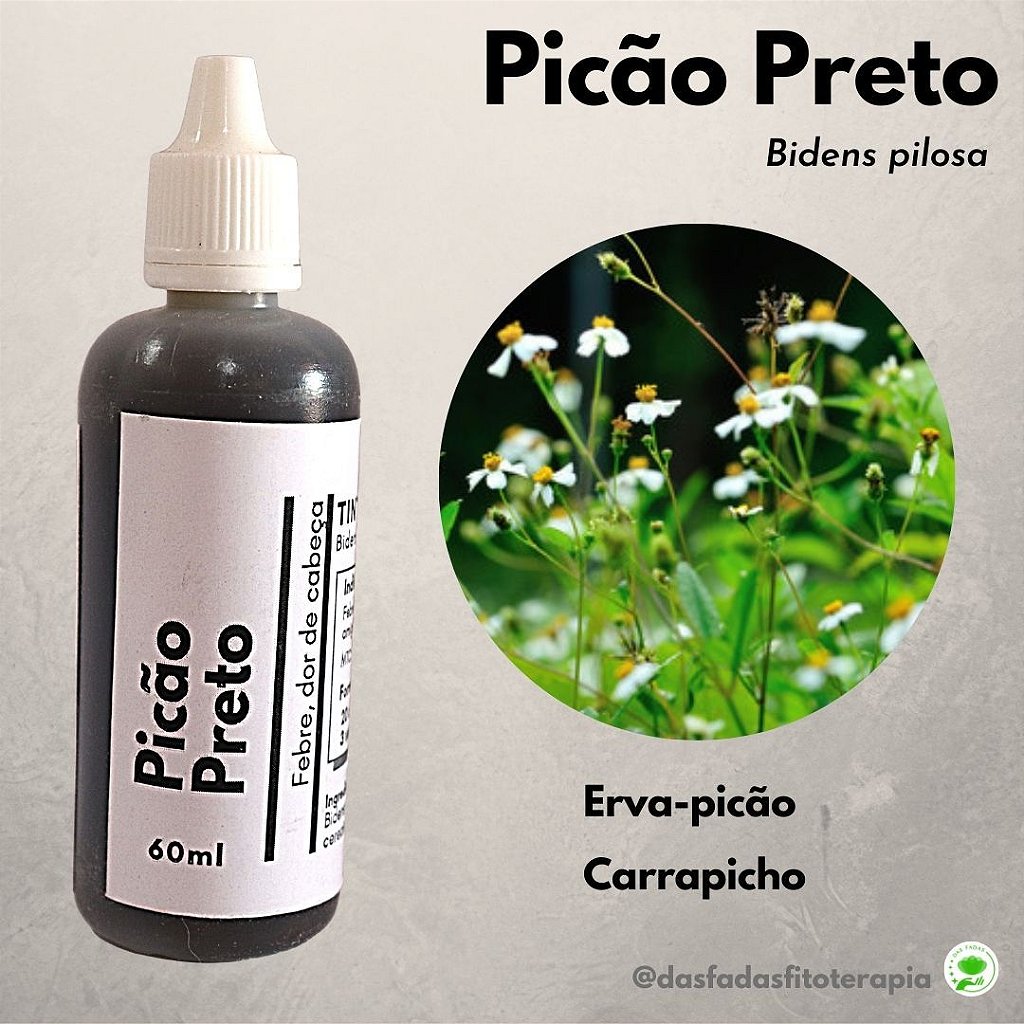 Concentrado de P. Preto 60 ml Tintura Natural de Bidens pilosa