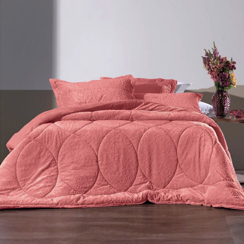 Edredom King Plush Dupla Face Blend Elegance Rosa Delicado